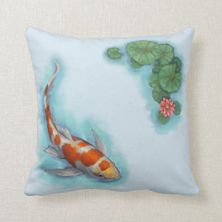 Red, Orange, and White Koi Fish Throw Pillow