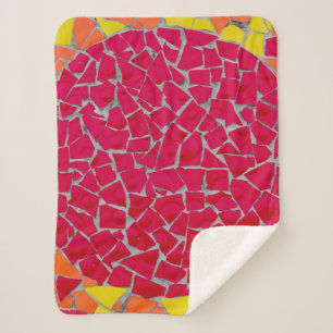 Red, orange, and yellow artwork sherpa blanket