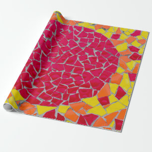 Red, orange, and yellow artwork wrapping paper