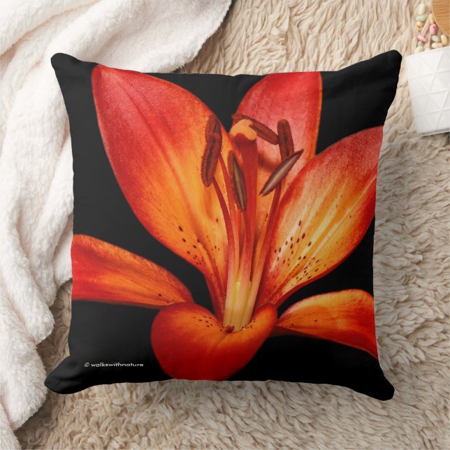 Red Orange Asiatic Lilies Gran Paradiso Throw Pillow (Blanket)