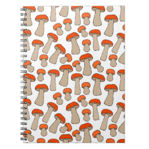 Red Orange Aspen Mushrooms Pattern Notebook