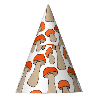 Red Orange Aspen Mushrooms Pattern Party Hat