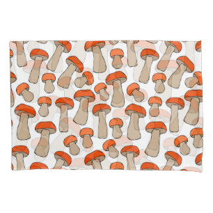 Red Orange Aspen Mushrooms Pattern Pillowcase