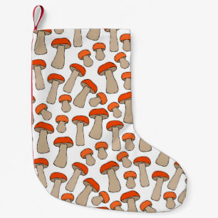 Red Orange Aspen Mushrooms Pattern Small Christmas Stocking