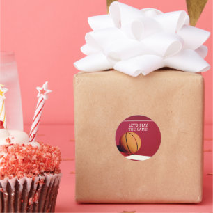 Red Orange basketball sports classic round sticker