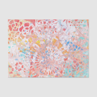 Red Orange Blue Abstract Floral Tissue Paper