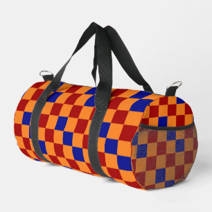 Red Orange Blue Checkered Pattern Design  Duffle Bag