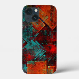 Red Orange Blue Squares Abstract Art iPhone 13 Mini Case