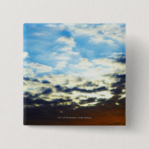 Red Orange Blue Sunset with Clouds 2 Inch Square Button