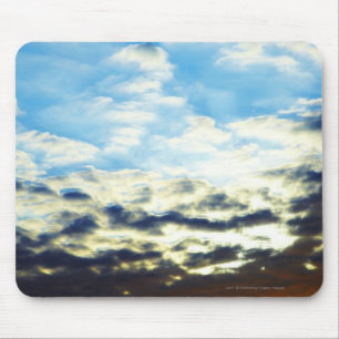 Red Orange Blue Sunset with Clouds Mouse Pad