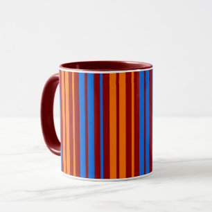 Red Orange Blue Vertical Stripes Design   Mug