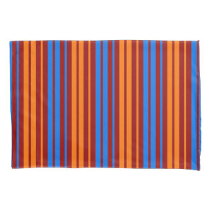 Red Orange Blue Vertical Stripes Design Pillowcase