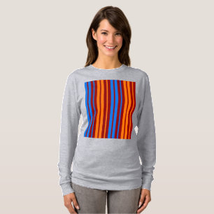 Red Orange Blue Vertical Stripes Design T-Shirt