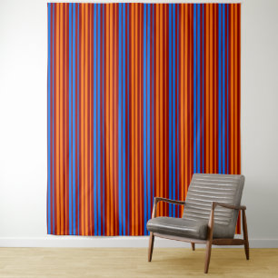 Red Orange Blue Vertical Stripes Design   Tapestry