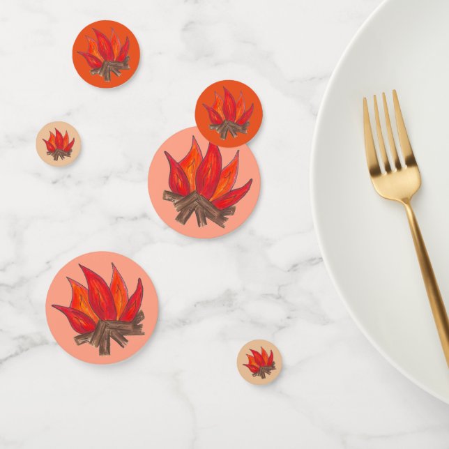 Red Orange Camping Campfire Fire Summer Camp Confetti (Group)