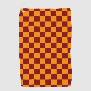 Red + Orange Check Chequered Chequerboard Pattern Golf Towel
