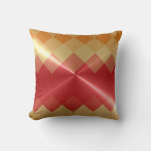 Red Orange Chevron Pattern Throw Pillow