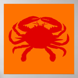 Red Orange Crab Poster