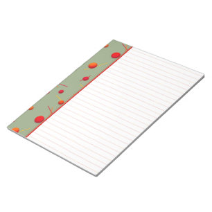 Red Orange Dots and Lines Fun Green Border Notepad