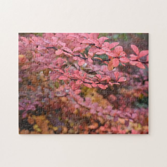 Red Orange Fall Foliage Autumn Leaves Nature Photo Jigsaw Puzzle (Horizontal)