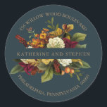 Red | Orange Floral Bouquet Return Address Seal<br><div class="desc">Ethereal floral bouquets with shades of dark red, rusty orange, yellow to harvest gold and lush greenery give this dark botanical return address envelope seal design a look of deep, rich modern rustic elegance that is sure to impress your recipients. Available in a variety of colours. Simply add your names...</div>