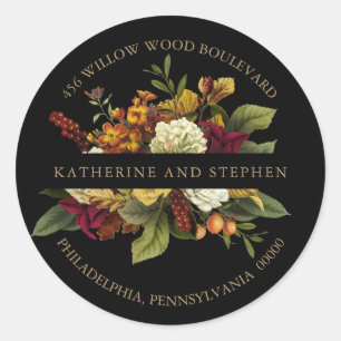 Red   Orange Floral Bouquet Return Address Seal
