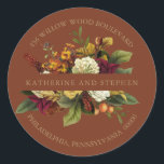 Red | Orange Floral Bouquet Return Address Seal<br><div class="desc">Ethereal floral bouquets with shades of dark red, rusty orange, yellow to harvest gold and lush greenery give this dark botanical return address envelope seal design a look of deep, rich modern rustic elegance that is sure to impress your recipients. Available in a variety of colours. Simply add your names...</div>
