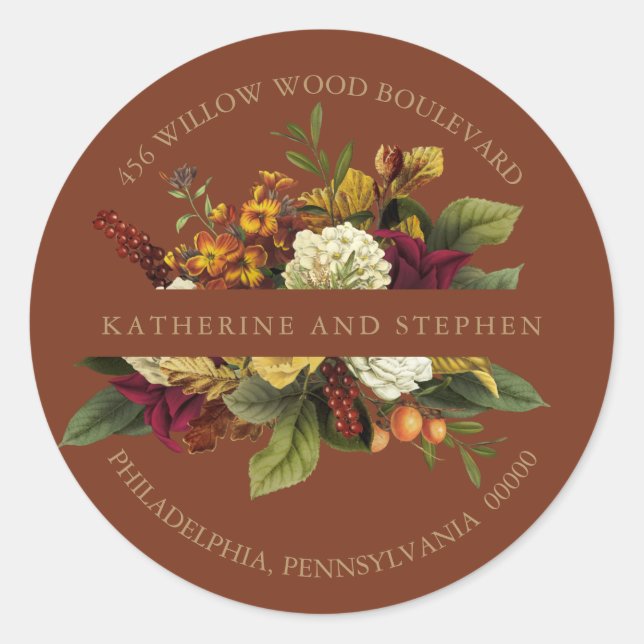 Red | Orange Floral Bouquet Return Address Seal (Front)