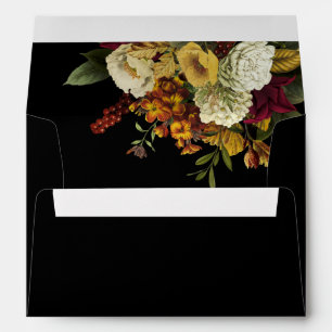 Red   Orange Floral Bouquet Wedding Invitation  Envelope