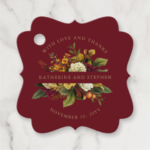 Red   Orange Floral Bouquet With Love and Thanks Favour Tags
