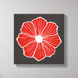 Red Orange Flower Art Canvas