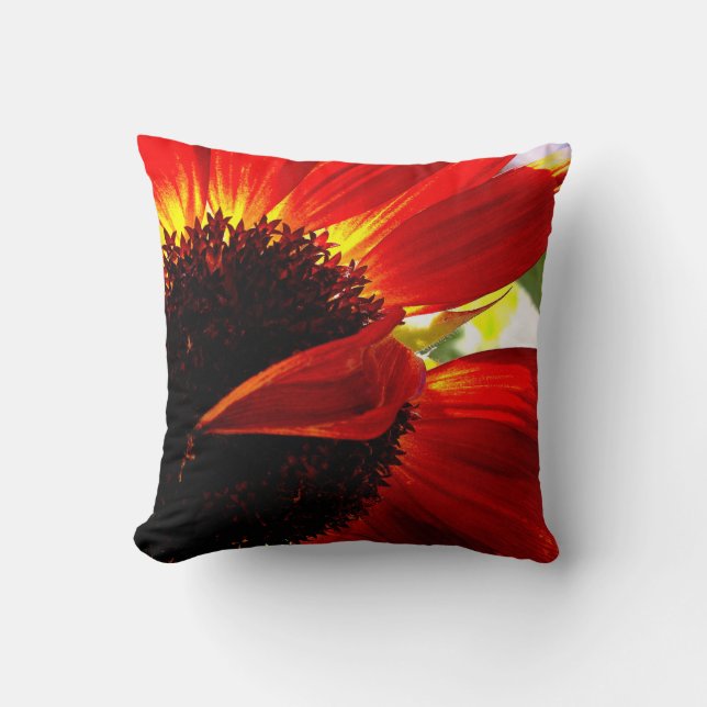 Red Orange Gerbera Daisy Photo Modern Bold Stylish Throw Pillow (Front)