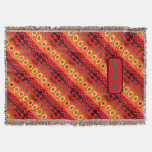 Red Orange Green Aztec Throw Blanket