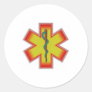 red & orange & green classic round sticker