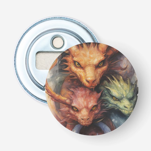 Red orange Green Dragons Bottle Opener (Front)