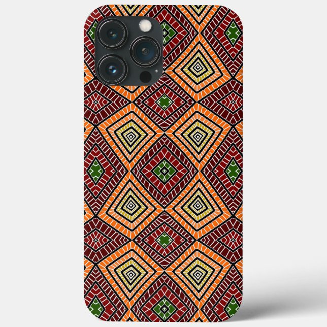 red orange green Tribal Diamonds African Pattern Case-Mate iPhone Case (Back)