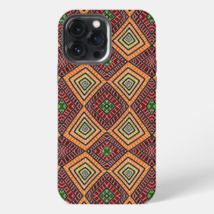 red orange green Tribal Diamonds African Pattern iPhone 13 Pro Max Case