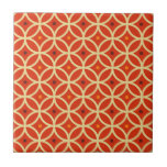 Red Orange Mid Century Modern Geometric Pattern Tile<br><div class="desc">Mid-century modern inspired red-orange design featuring colourful circular geometric pattern with yellow, orange and burgundy accents. Trendy, modern design. Create your own custom pattern by uploading a new image, or use the "contact this designer" button for help. To create your own patterned design: 1. Select personalize this template. 2. Replace...</div>