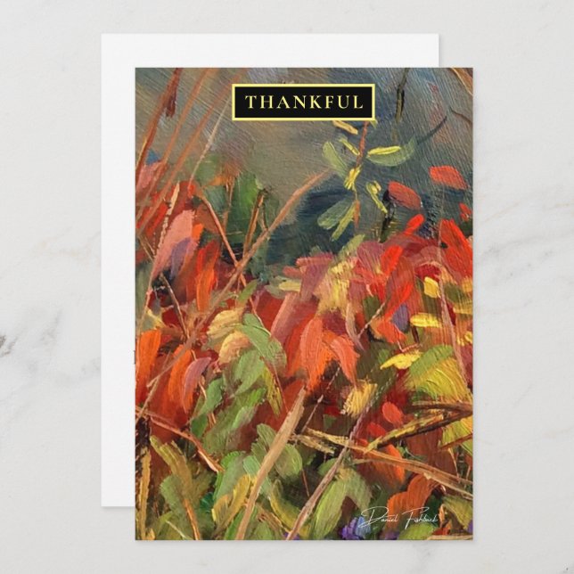 Red Orange Nature Art Holiday Card (Front/Back)