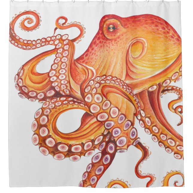 Red Orange Octopus Watercolor (Front)