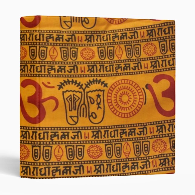 Red Orange Om Indian Religious Pattern Binder (Front/Spine)