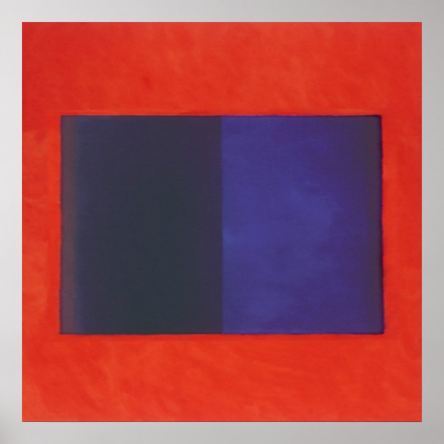 red orange on blue poster (Front)