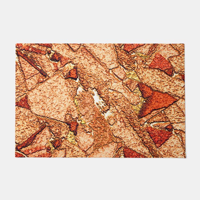 Red orange painted volcanic stone drawing doormat (Front)