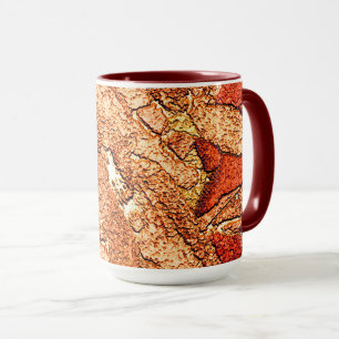 Red orange painted volcanic stone drawing mug