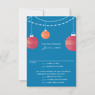 Red & Orange Paper Lantern Wedding RSVP Card