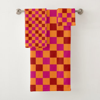 Red Orange Pink Checkered Pattern Design