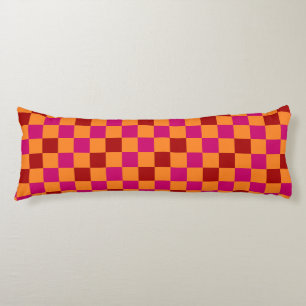 Red Orange Pink Checkered Pattern Design Body Pillow