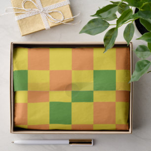 Red Orange Pink Checkered Pattern Design Tissue Paper