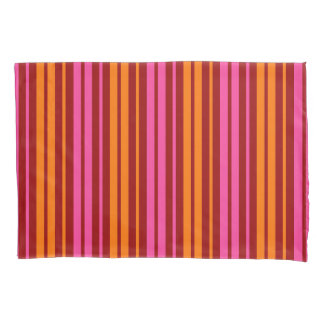 Red Orange Pink Vertical Stripes Design   Pillowcase