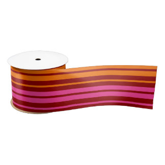 Red Orange Pink Vertical Stripes Design   Satin Ribbon